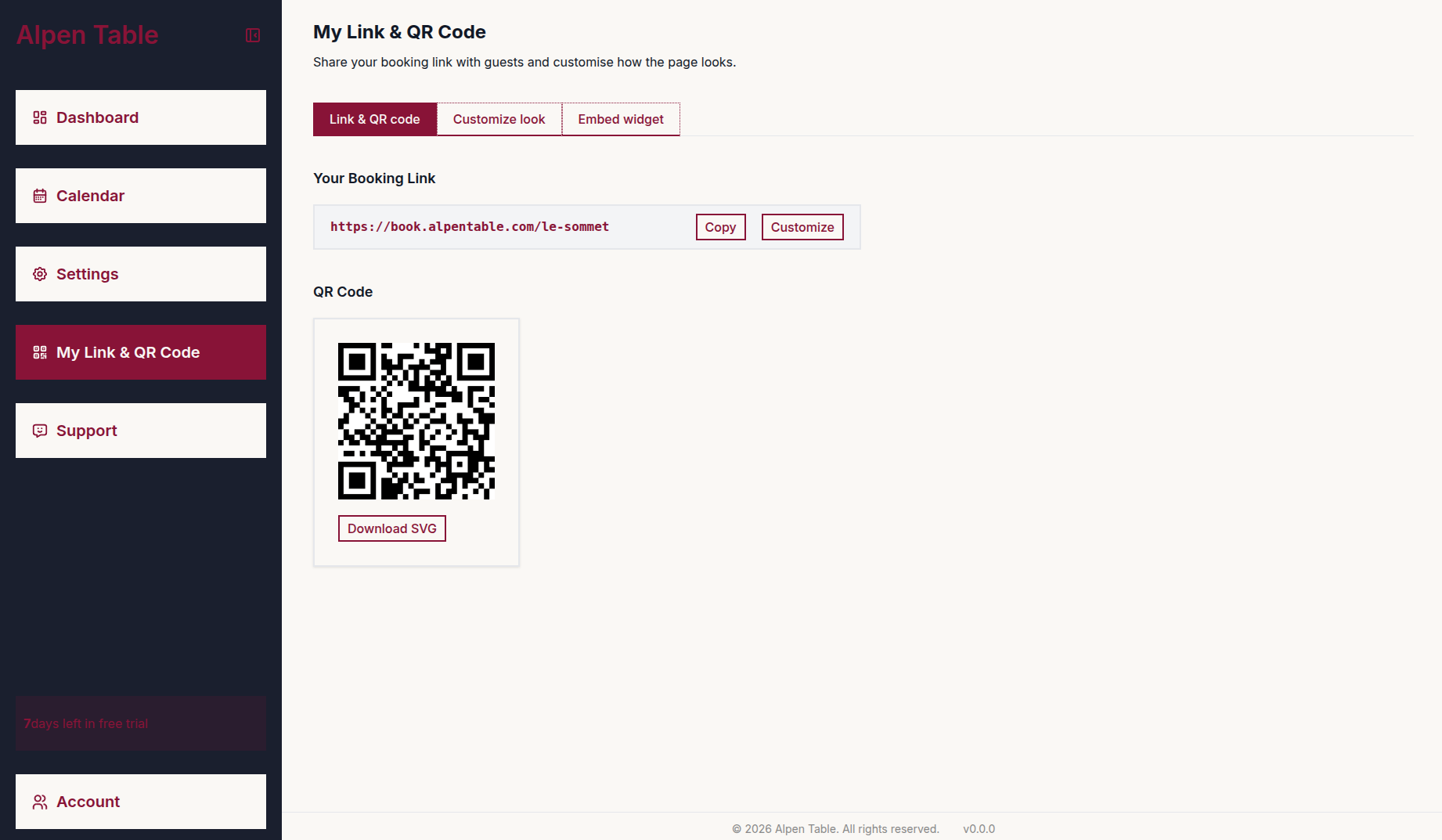 Links screenshot